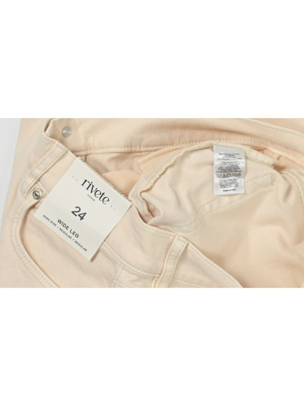 LOFT Rivete High Rise Wide Leg Jeans in Ivory - Picture 4 of 4
